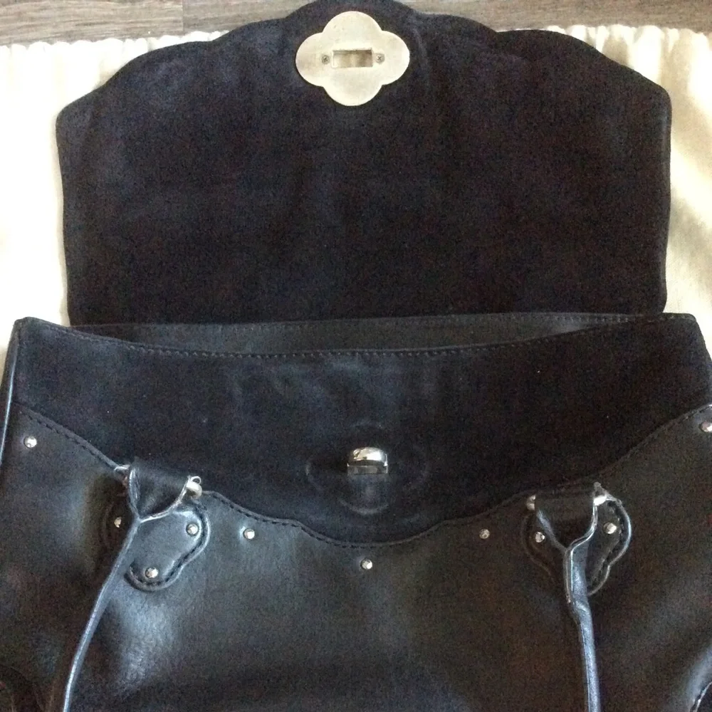 Vintage Michael Kors Studded Leather Shoulder Satchel Black